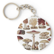 Vintage Botanical Mushrooms Keychains