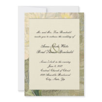 Vintage Botanical White Peony Wedding Invitation
