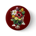 Vintage Bouquet Colourful Flowers Display buttons
