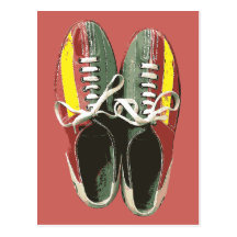Vintage Bowling Shoes Retro Bowling Shoe Post Card