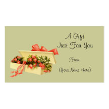 Vintage Box Of Roses Personalised Gift Card Tag Business Cards