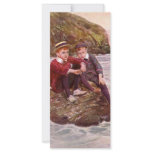 Vintage - Boys On A Rock - Seaside Customized Rack Card