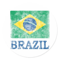 Vintage Brazil Round Stickers