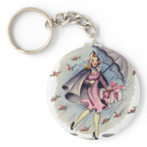 Vintage Bridal Shower Guest Key Chain