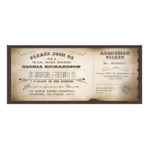 vintage bridal shower ticket typography design invitation