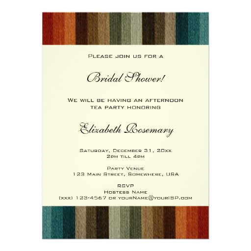 Vintage Bridal Shower, Warm Autumn Stripes Invite