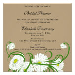 Vintage Bridal Shower, White Gerber Daisy Flowers Invitations