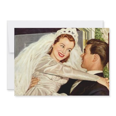 Vintage Bride and Groom; Happy Newlyweds Invite by YesterdayCafe