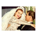Vintage Bride and Groom; Happy Newlyweds Announcement