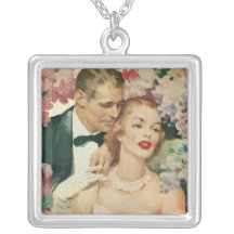 Vintage Bride and Groom Newlyweds and Flowers Jewelry