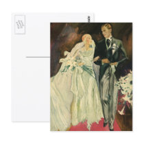 Vintage Bride and Groom; Newlyweds Just Married! Post Card