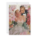 Vintage Bride and Groom, Newlyweds with Flowers invitations
