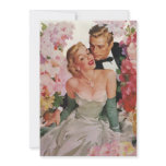 Vintage Bride and Groom, Newlyweds with Flowers invitations