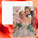 Vintage Bride and Groom, Newlyweds with Flowers postcards