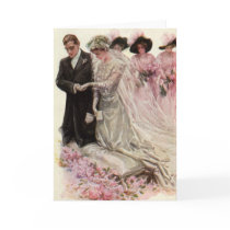 Vintage Bride and Groom; Wedding Ceremony Greeting Card