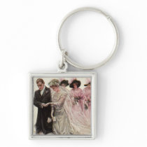 Vintage Bride and Groom; Wedding Ceremony Key Chain