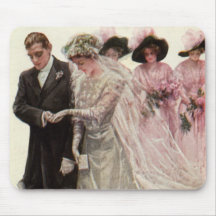 Vintage Bride Groom, Victorian Wedding Ceremony Mouse Pads