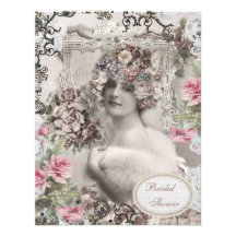 Vintage Bride with Jewels & Flowers Bridal Shower Invites