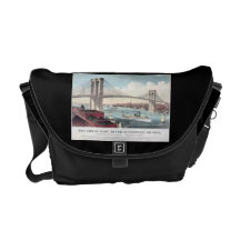 Vintage Brooklyn Bridge Print Rickshaw Messenger B Messenger Bag