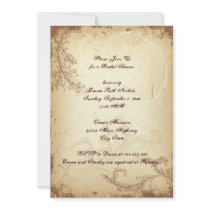 Vintage brown beige scroll leaf bridal shower