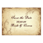Vintage brown beige scroll leaf Save the Date business cards