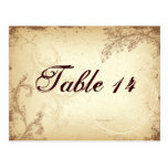 Vintage brown beige scroll leaf table number post cards