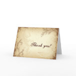 Vintage brown beige scroll leaf Thank You greeting cards