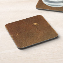 Vintage Brown Leather faux Beverage Coaster