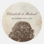 Vintage Brown Oak Tree Fall Wedding Favour Label Sticker