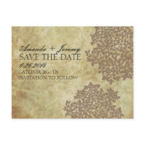 Vintage Brown Queen Anne's Lace Save the Date Post Card