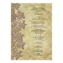 Vintage Brown Queen Ann's Lace Wedding Program Custom Invite