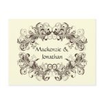 Vintage Brown Swirls on Cream Save The Date postcards