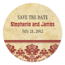 Vintage Burgundy Lace Wedding Sticker