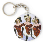 Vintage Burlesque Poster, Women in Red Costumes keychains