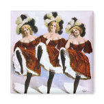 Vintage Burlesque Poster, Women in Red Costumes magnets