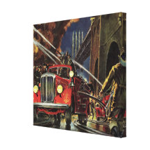 Vintage Business, Firemen Firefighters Fire Trucks Canvas Prints
