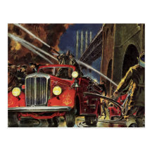 Vintage Business, Firemen Firefighters Fire Trucks Postcards