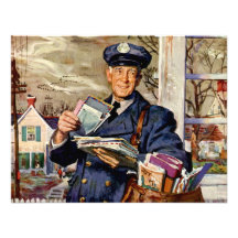 Vintage Business, Mailman Mail Carrier Delivering Invite