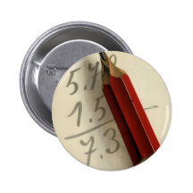 Vintage Business Math Equation Addition Red Pencil Pinback Buttons