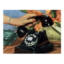 Vintage Business, Rotary Dial Phone and Hand Postcards