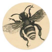 Vintage busy bee round stickers