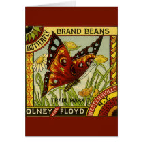 Vintage Butterfly Brand Beans Vegetable Label Art Card
