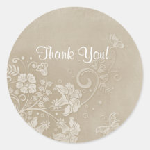 Vintage Butterfly Lace Wedding Seal - Customize Round Sticker