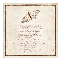 Vintage Butterfly Wedding Invitation