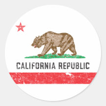 Vintage California Flag Round Stickers