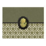 Vintage Cameo and Fabric Card Post Card