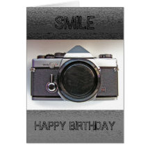 Vintage Camera Smile Happy Birthday Card