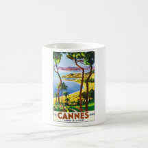 Vintage Cannes Cote D'Azur French Travel Poster Mugs