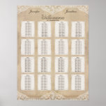 Vintage Canvas & Lace Look Seating Chart 16 Tables Posters