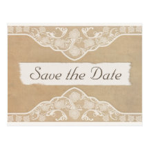 Vintage Canvas, Paper & Lace Look Save the Date Post Cards